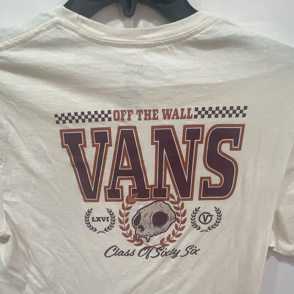 VANS Men's Double-Sided Graphic Logo T-Shirt Crew Neck Short Sleeve White